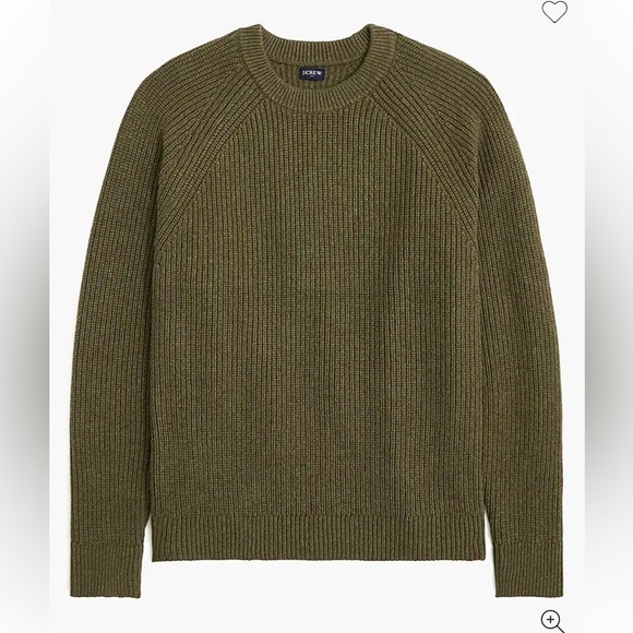 J crew Raglan shaker-stitch crewneck sweater Hthr Distressed Fatigue - Picture 2 of 3